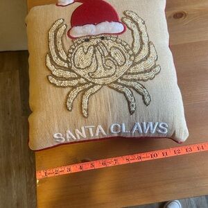 sold out coastal Holiday
Bead Embroidered SANTA CLAWS Throw Pillow